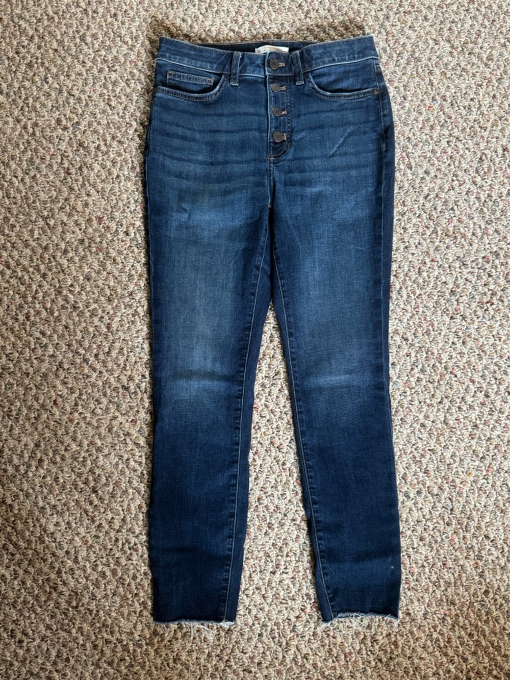 LC Lauren Conrad Dark Blue Skinny Button-Fly Jeans